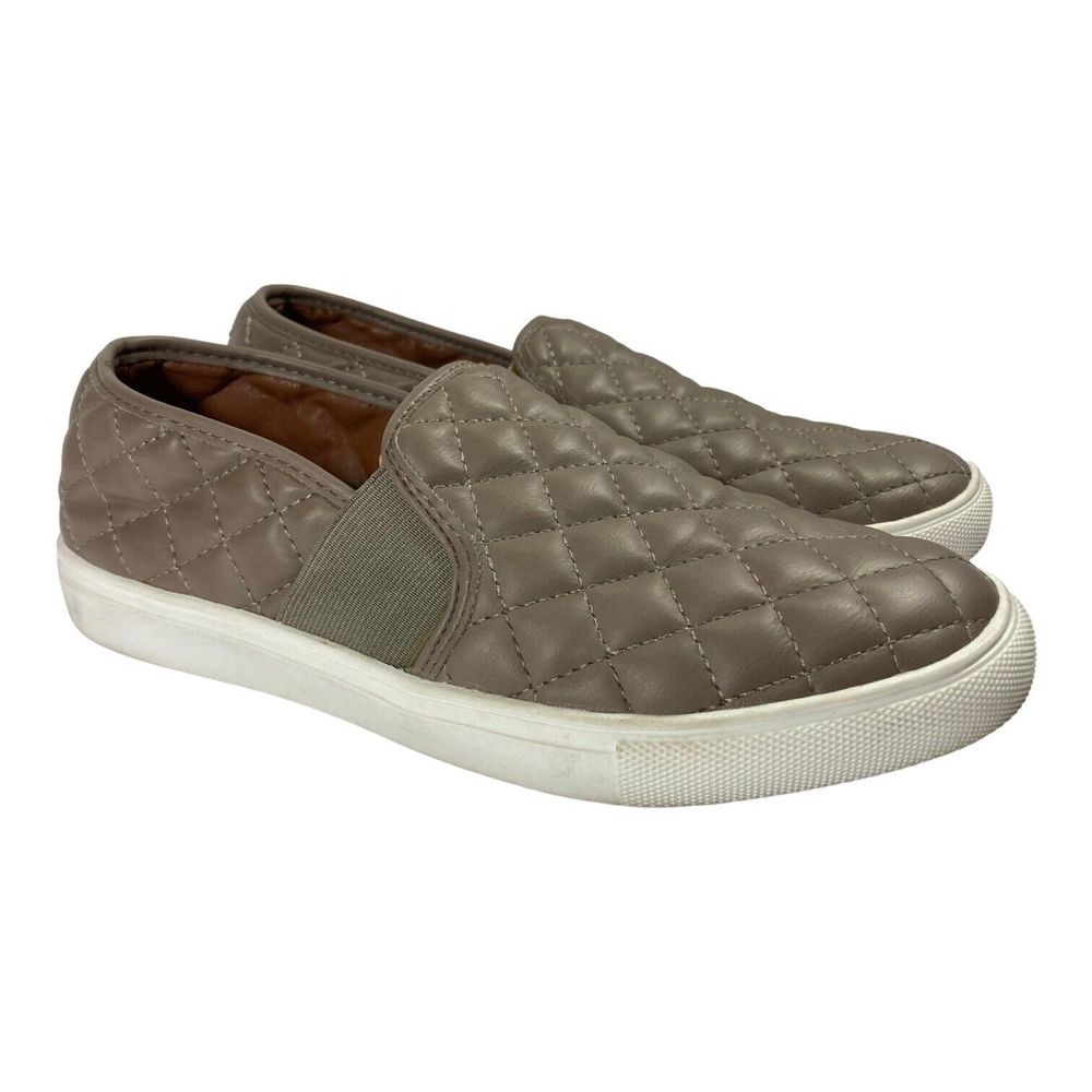 Steve Madden Endell Women's 8.5M Gray Quilted Slip On Vegan Leather Sneaker EUC